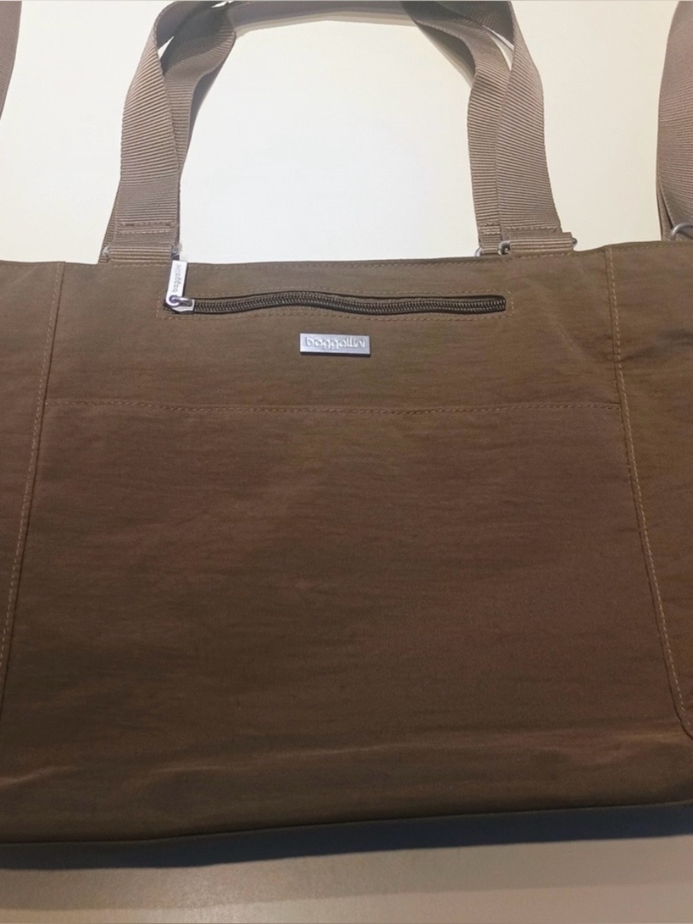 Baggallini Brown Nylon Laptop Tote with Front Zip